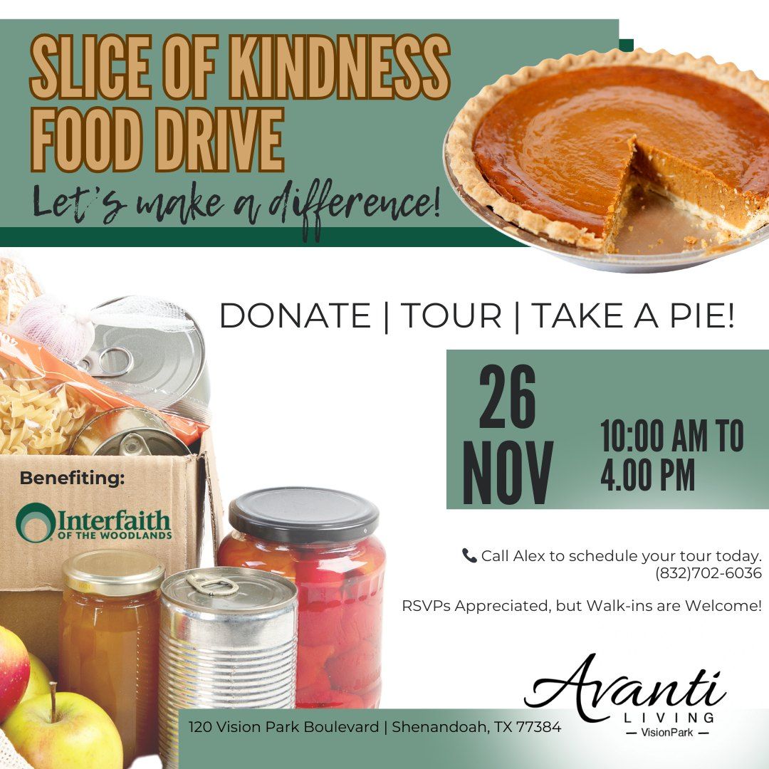 Slice of Kindness Food Drive, Let's make a difference!