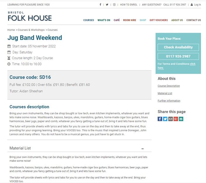 Learn to play Jug Band (weekend) in Bristol.