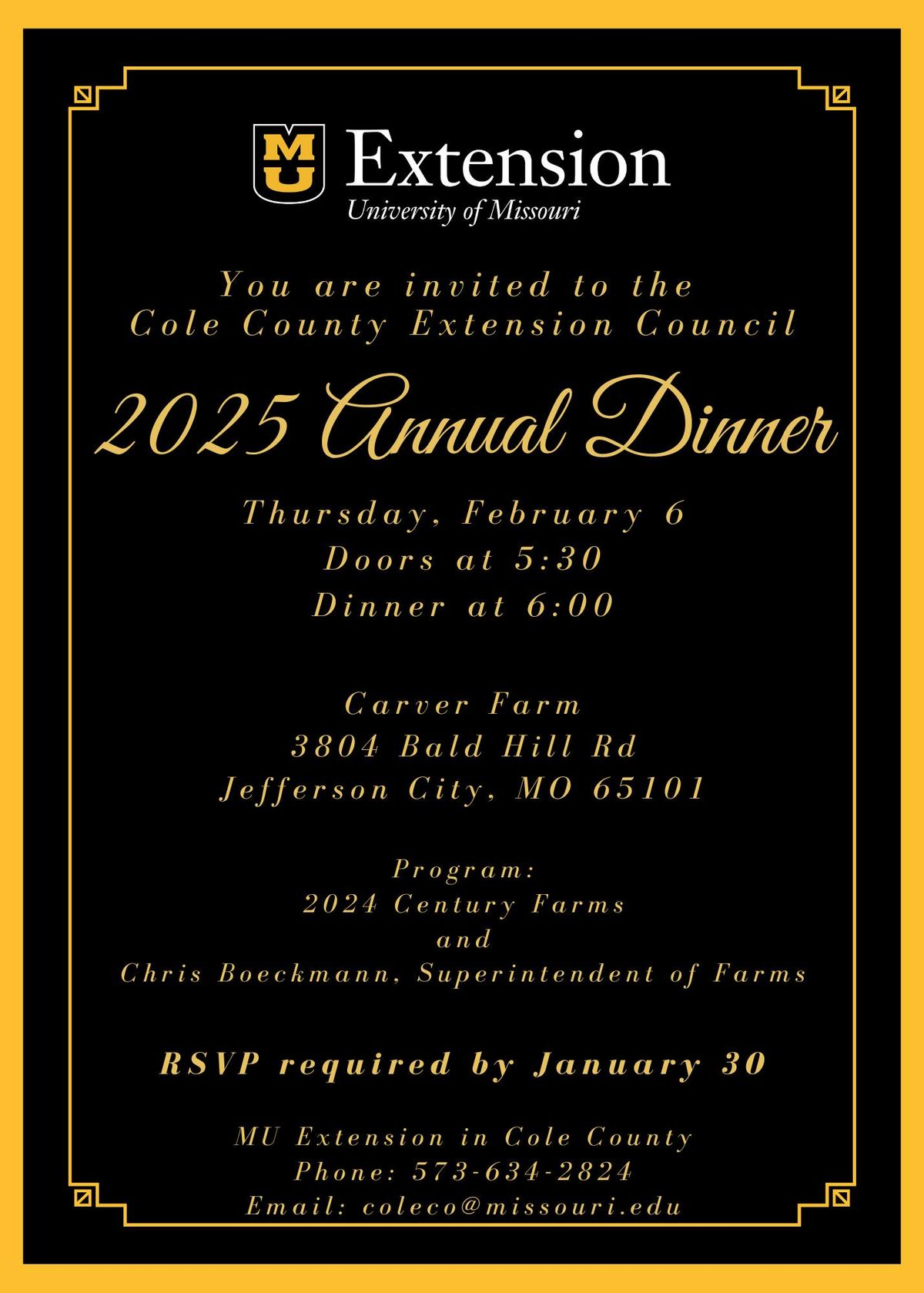 2025 Annual Dinner - Cole County MU Extension Council