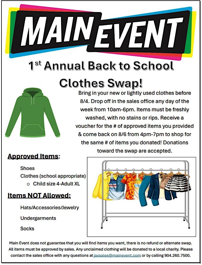 Main Event - 1st Annual Back to School Clothes Swap!