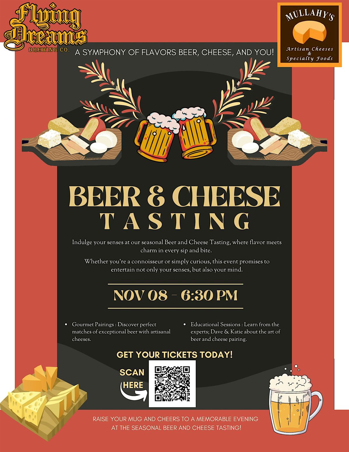 Flying Dreams & Mullahy's Fall 2024 Beer & Cheese Tasting