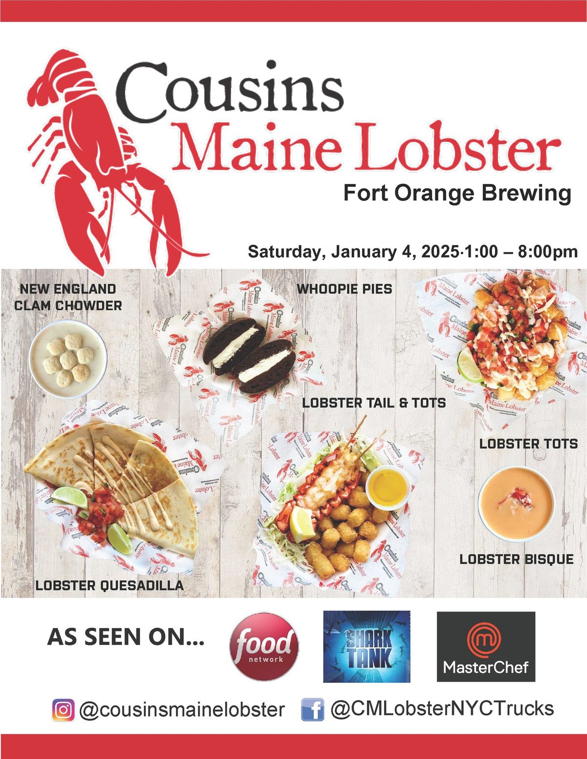 Cousins Maine Lobster at Fort Orange Brewing \u2013 January 4, 2025!