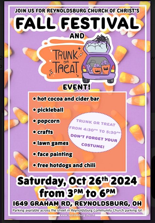 Reynoldsburg Church of Christ Fall Festival & Trunk or Treat