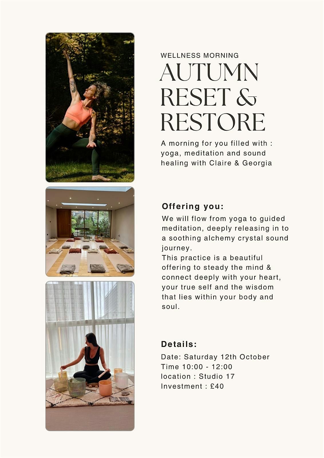 Autumn Reset and Restore | Yoga & Sound Healing with Claire and Georgia