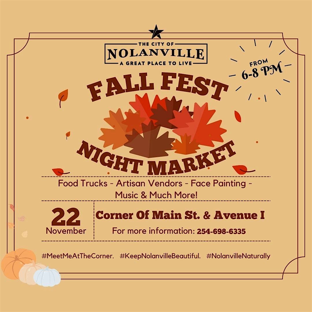 Vendor & Food Truck sign ups for Nolanville Fall Fest Night Market