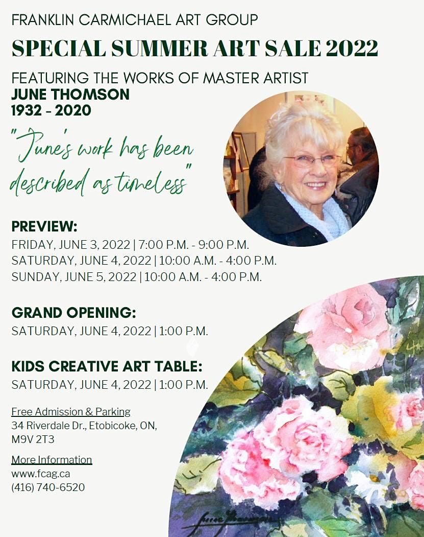 Special Summer Art Sale Featuring the works of Master Artist June ...