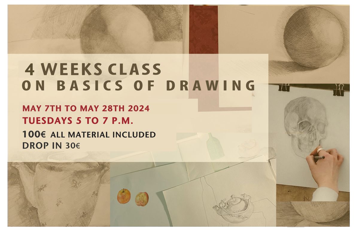 4 WEEKS CLASS ON BASICS OF DRAWING suitable for total beginners ALL MATERIAL PROVIDED