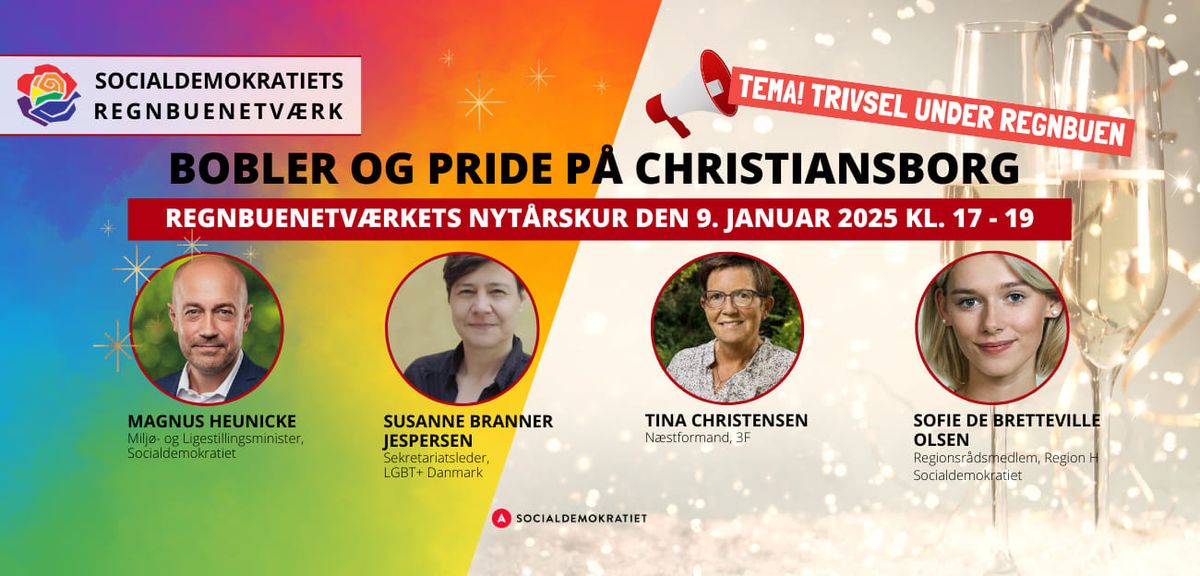 Bobler og Pride p\u00e5 Christiansborg. Regnbuenetv\u00e6rkets nyt\u00e5rskur