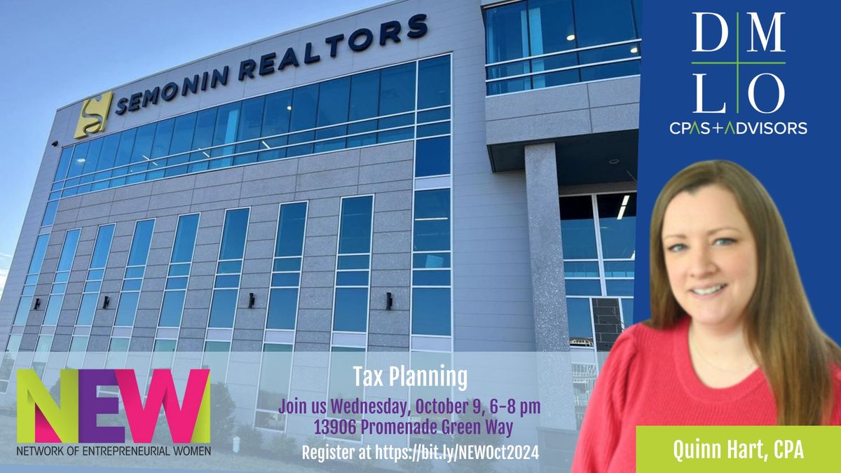 NEW October Meetup - Tax Planning with Quinn Hart, CPA