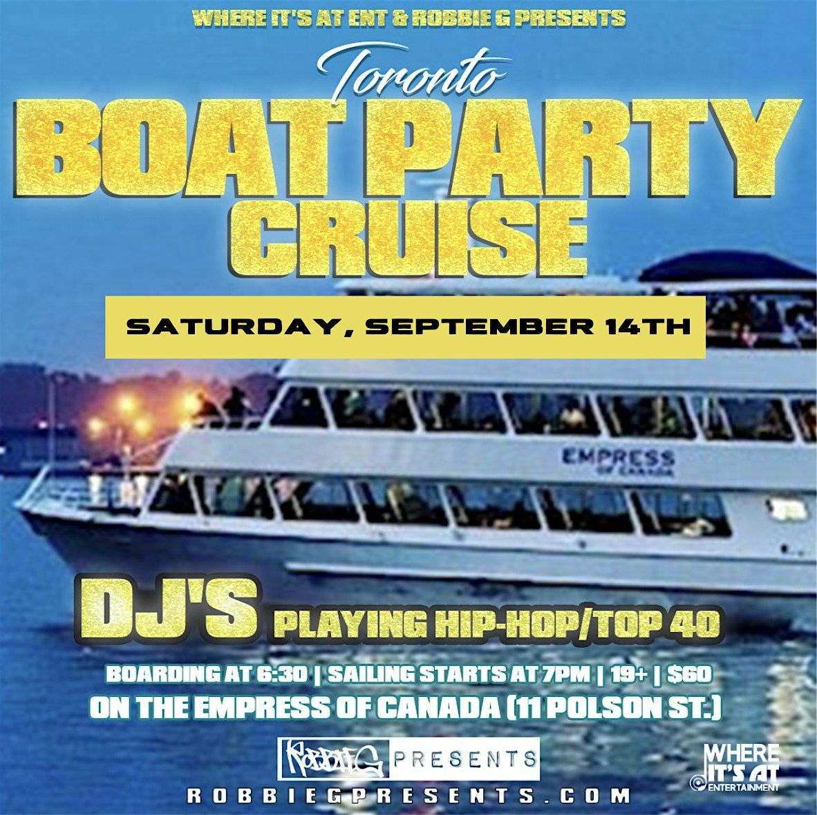 Toronto Boat Party Cruise September 14th