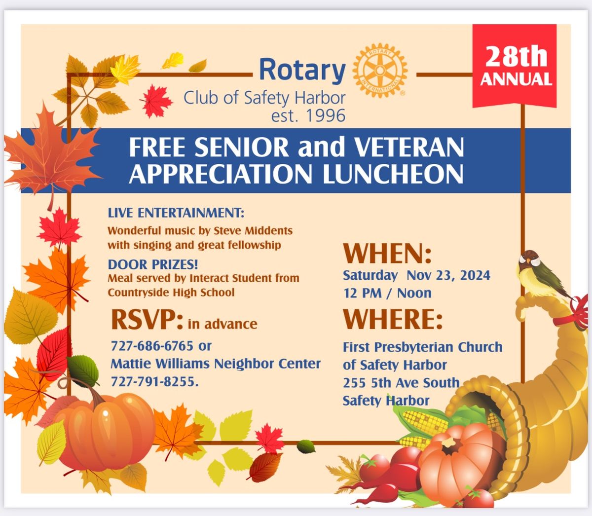 28th Annual Free Senior and Veteran Appreciation Luncheon 