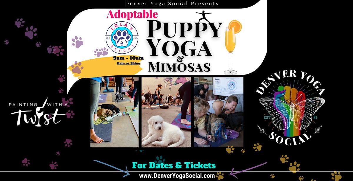 Adoptable Puppy Yoga & Mimosas at Painting with a Twist, Painting with