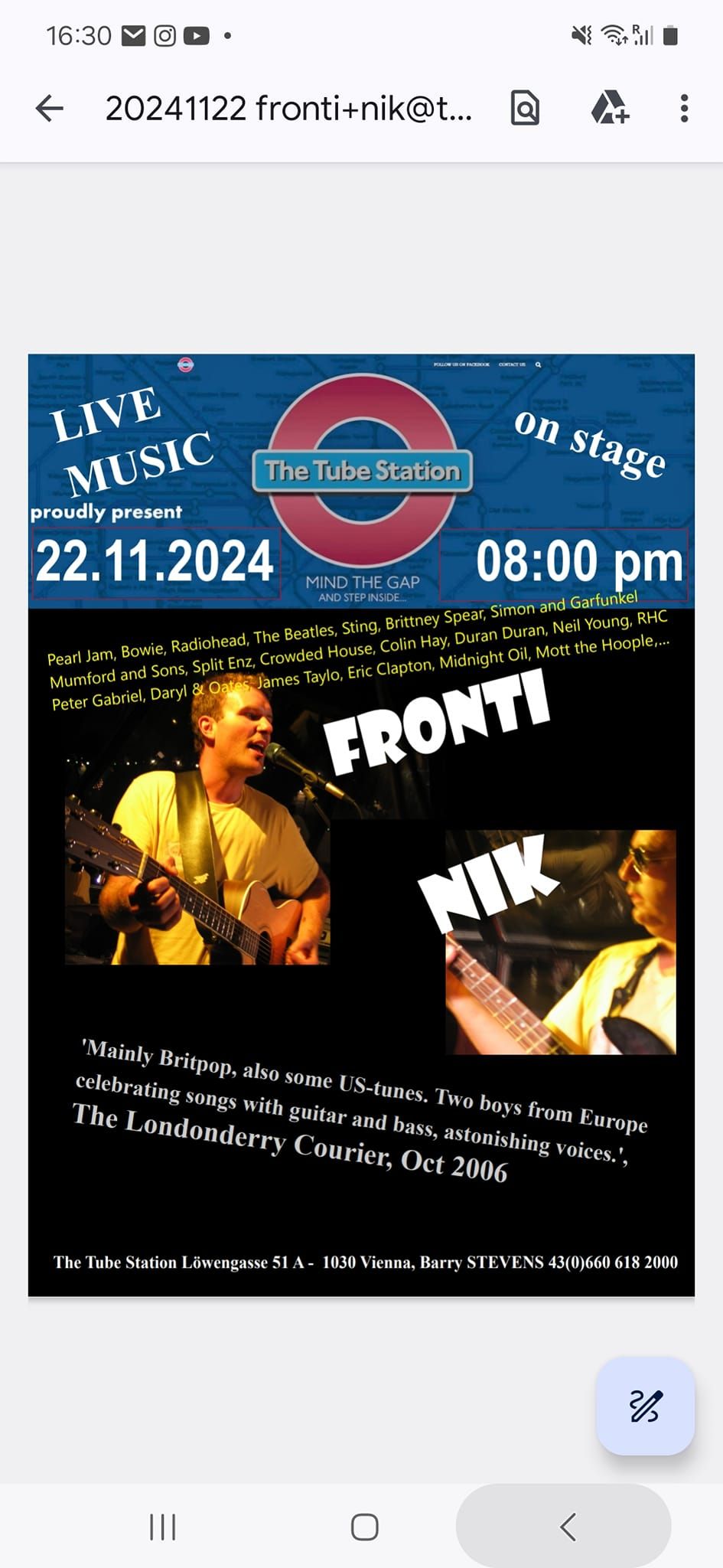 Live Music - Fronti & Nik