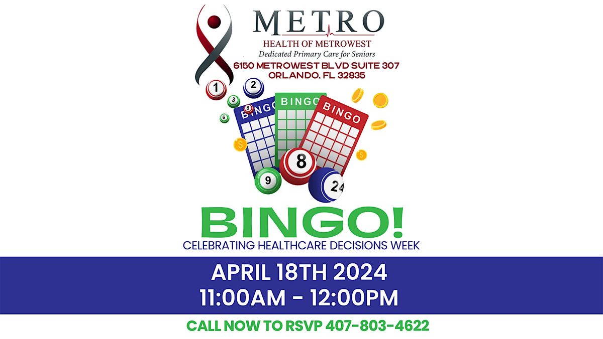 Free Bingo!  for Senior Citizens at Metro Health of MetroWest