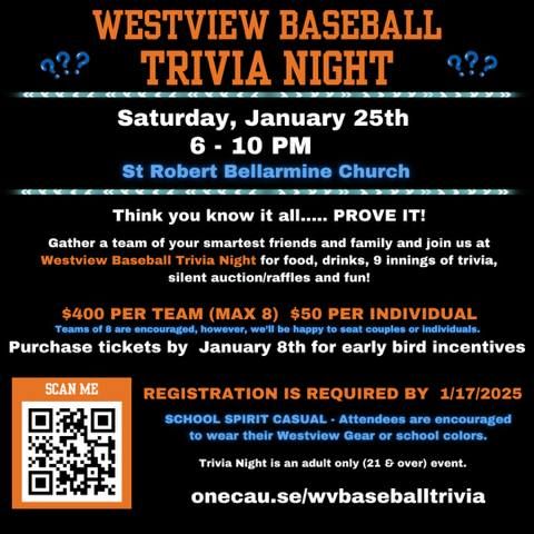 2nd Annual Westview Baseball Trivia Night