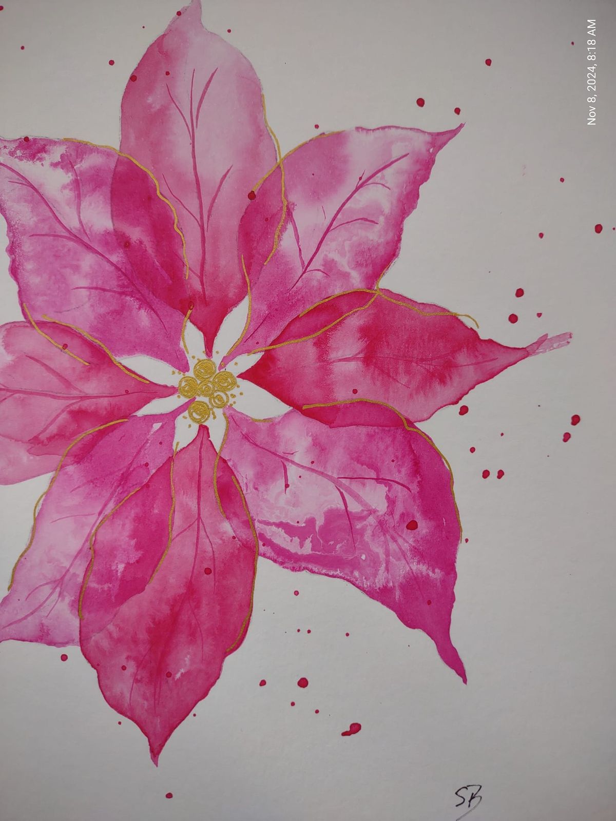 Watercolor Poinsettia 