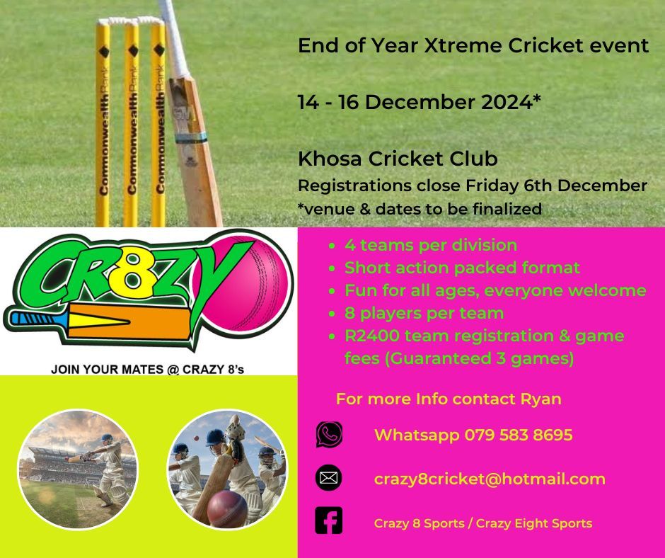 Crazy 8 Sports End of year Xtreme cricket event