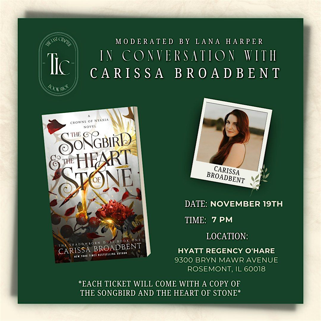 Q&A and book signing with Carissa Broadbent moderated by Lana Harper