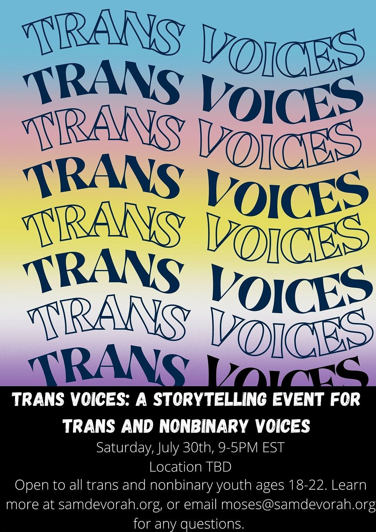 Trans Voices: A Storytelling Event for Trans and Nonbinary Young Adults