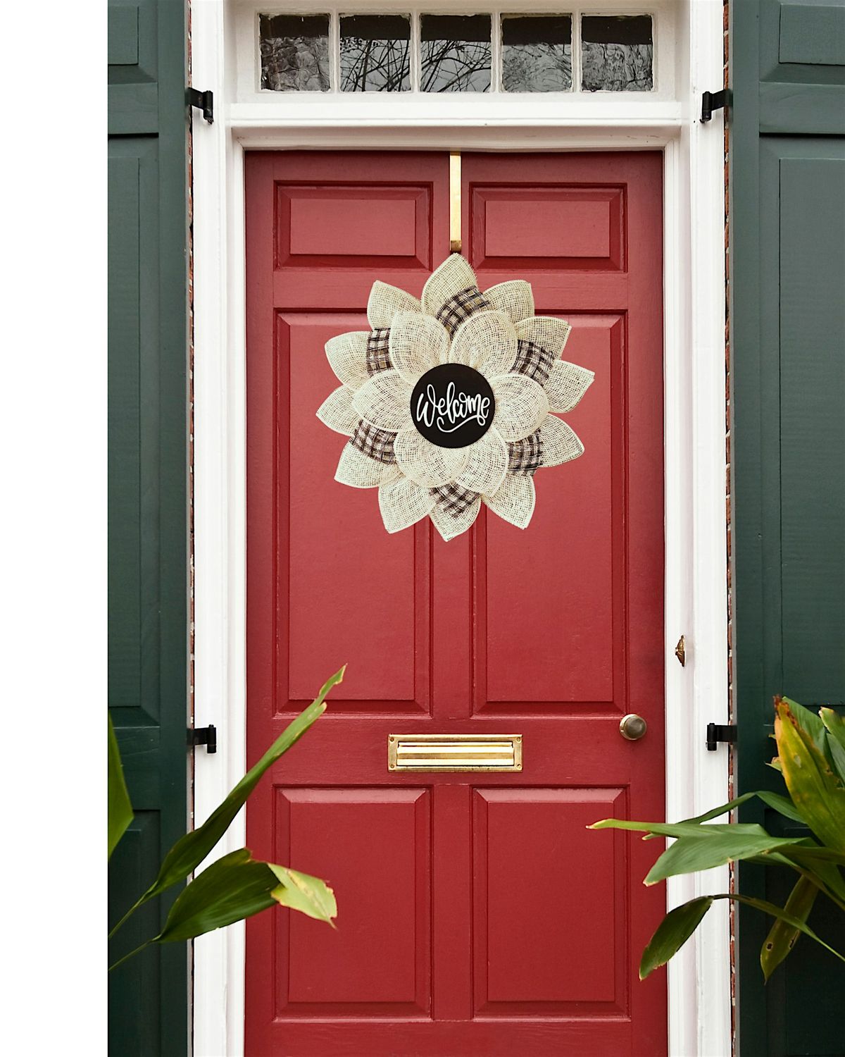 Burlap Flower Welcome Wreath