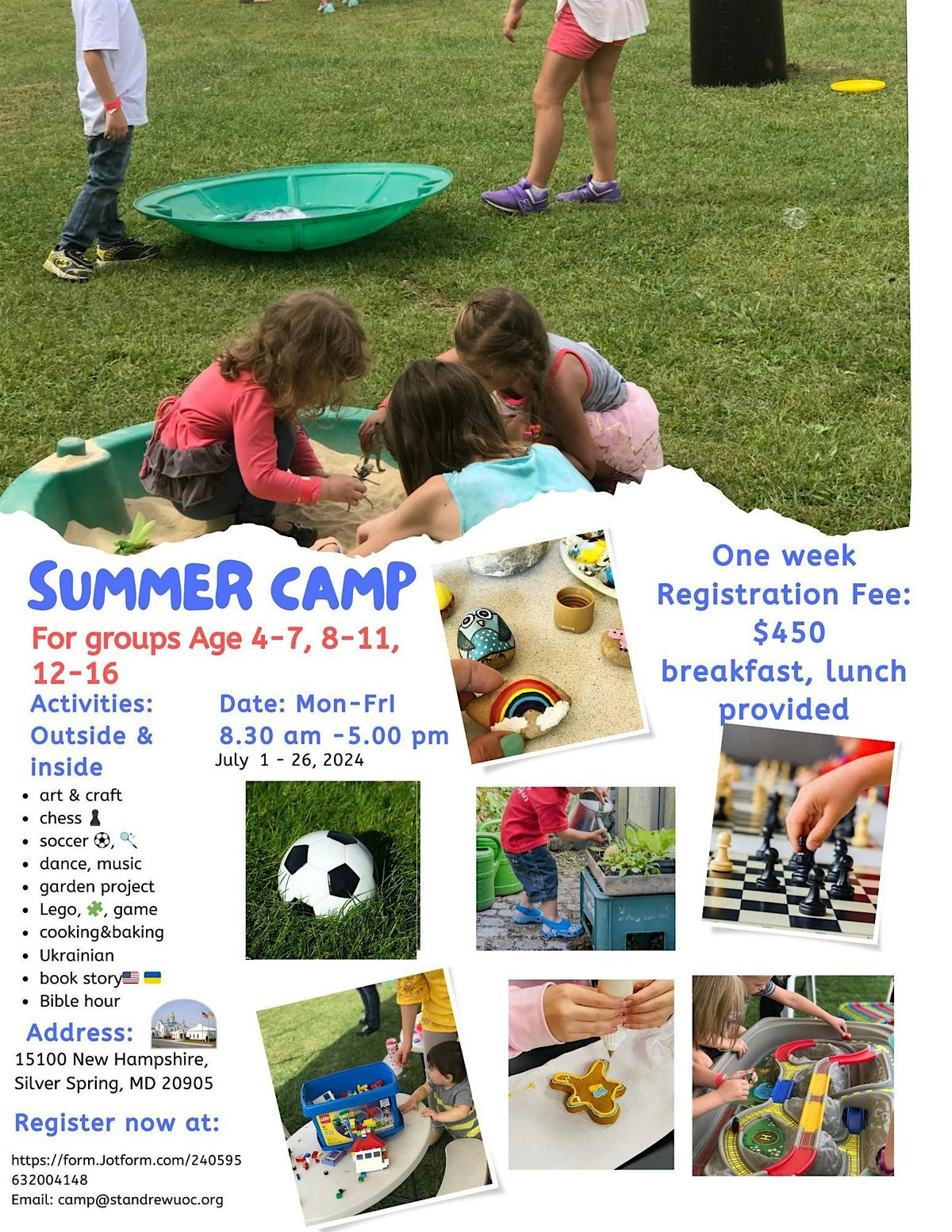 SUMMER CAMP JULY , 1- July, 26  Mon-Fr 8:30 am -5:30 pm