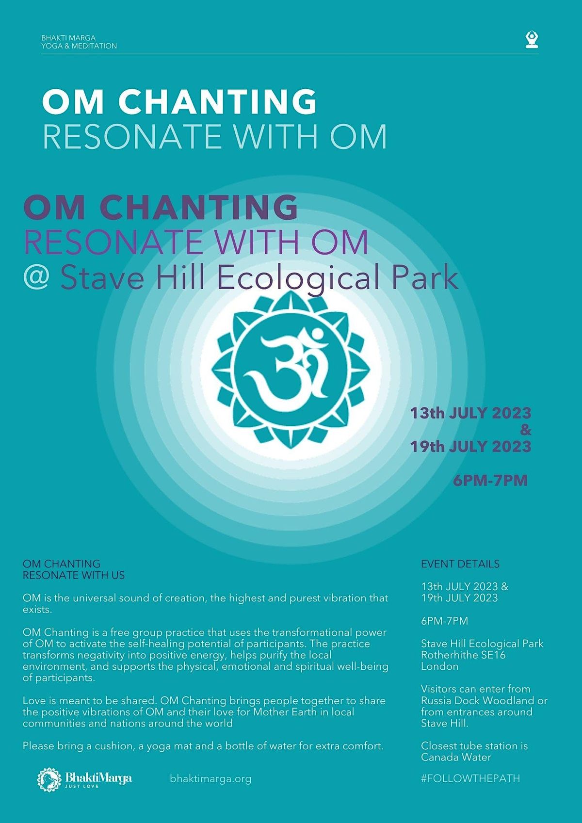 OM CHANTING CIRCLE @Stave Hill Ecological Park