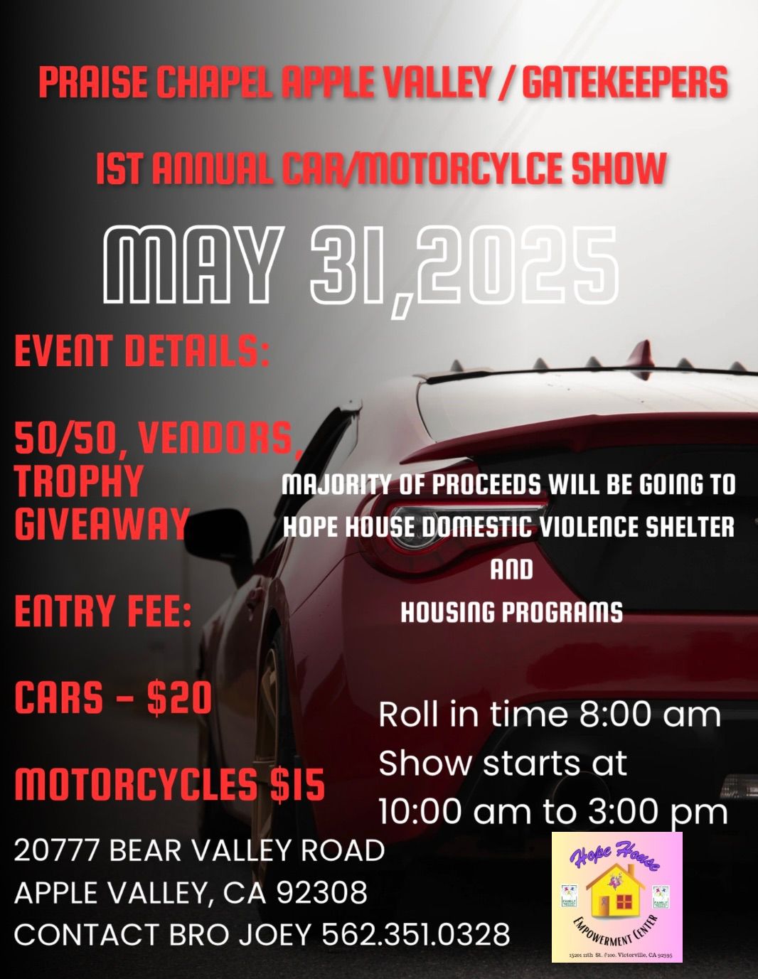 Praise Chapel Apple Valley \/ Gatekeepers 1st annual Car\/Motorcycle Show