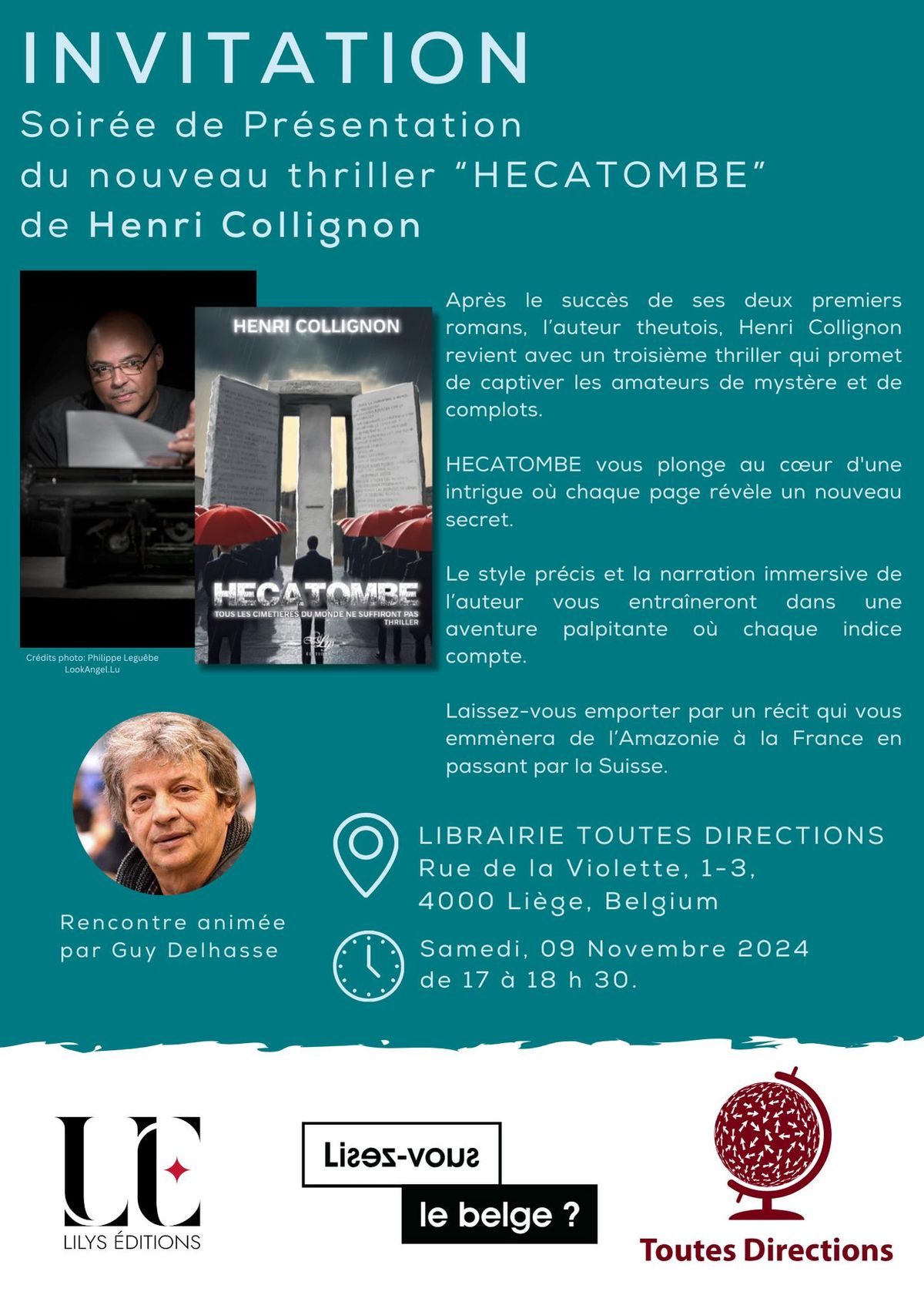 Soir\u00e9e de pr\u00e9sentation du nouveau thriller : "H\u00e9catombe"