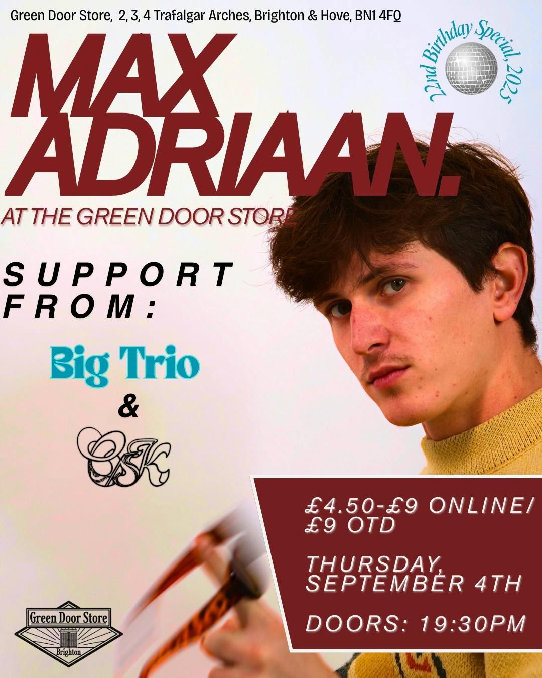 Birthday Special: Max Adriaan. w\/ Big Trio & Osk at the Green Door Store
