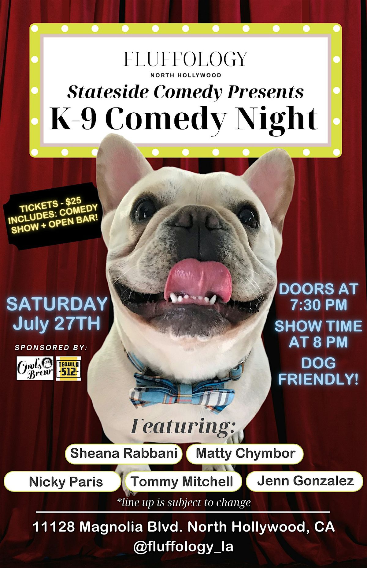 Stateside Comedy presents: K-9 Comedy at Fluffology (complimentary drinks)