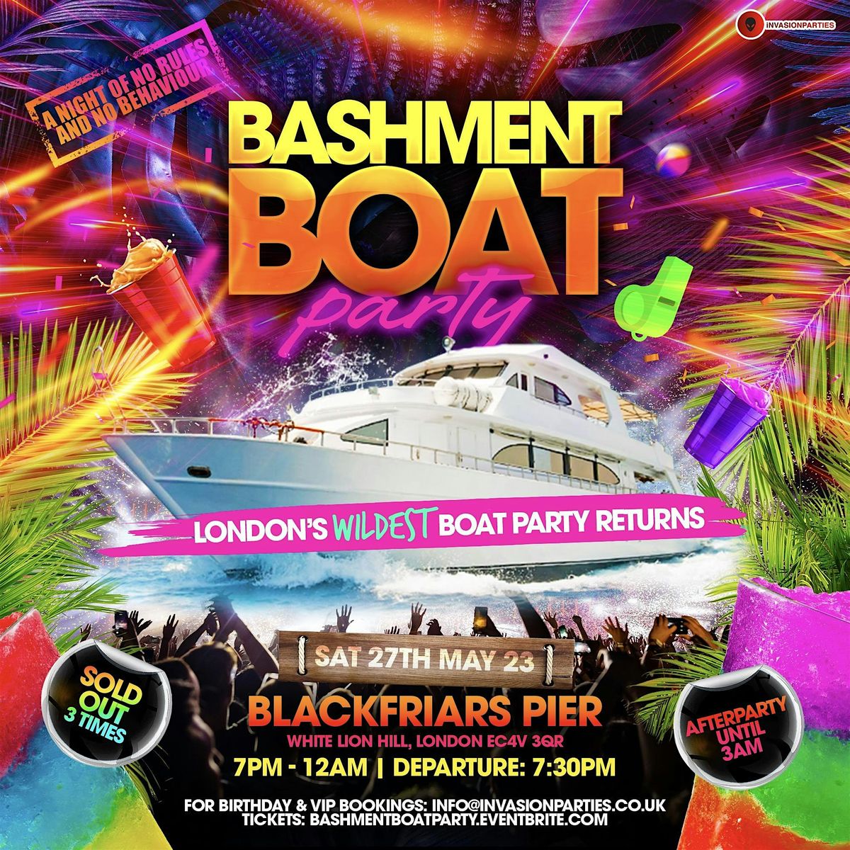Bashment Boat Party - Bank Holiday Weekend