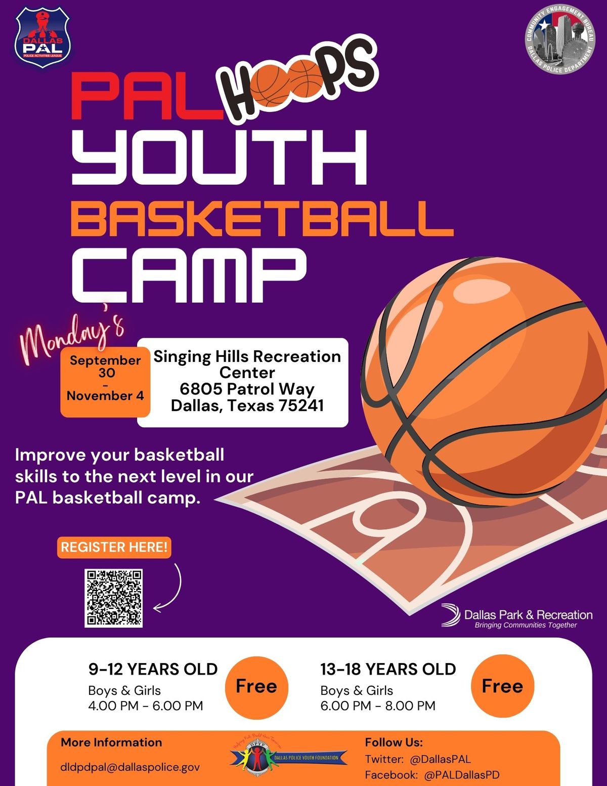 PAL HOOPS Youth Basketball Camp