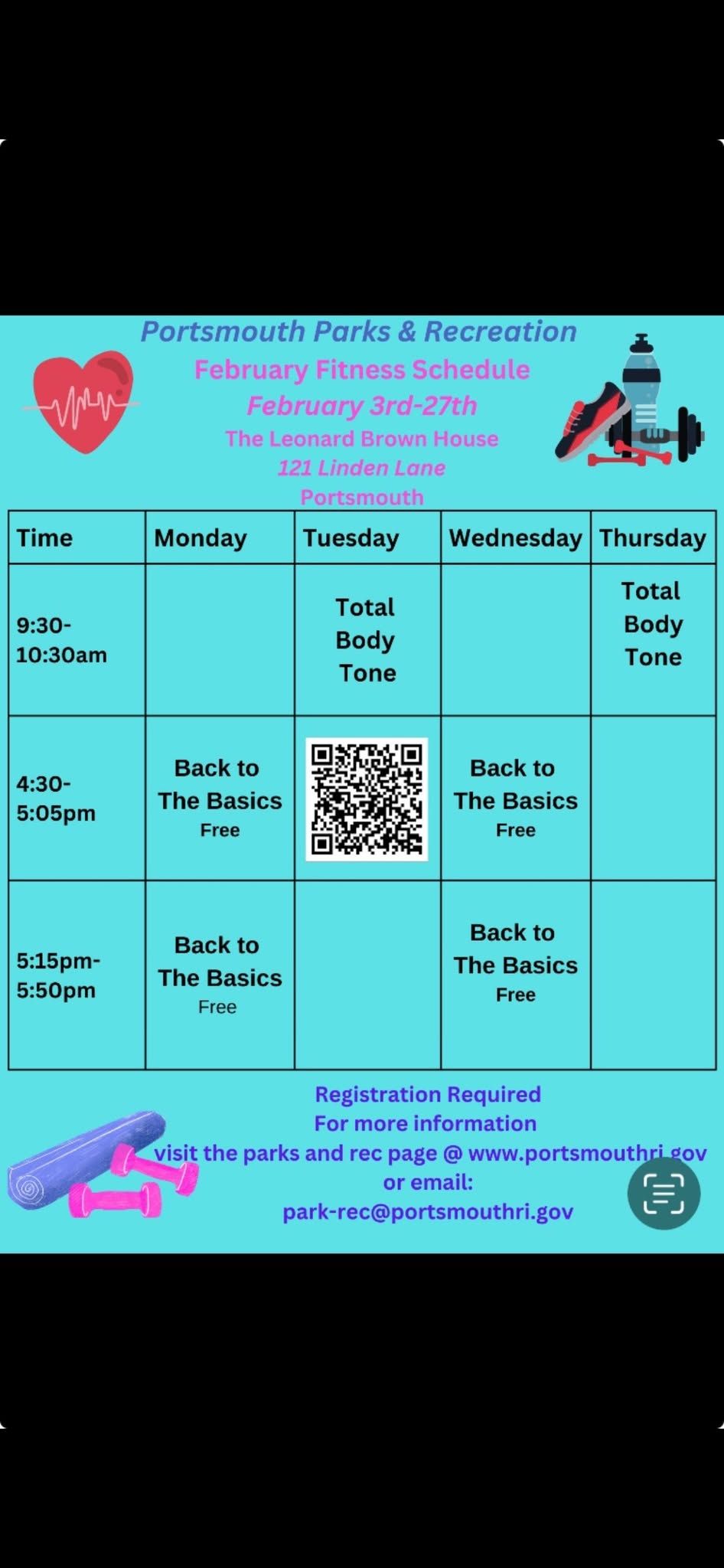 Back to the Basics                       Free Fitness classes  