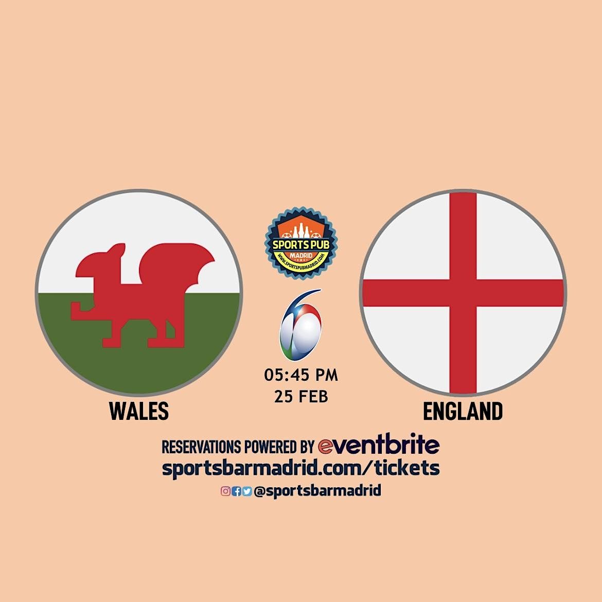 Wales v England | Rugby Six Nations - Sports Pub San Mateo
