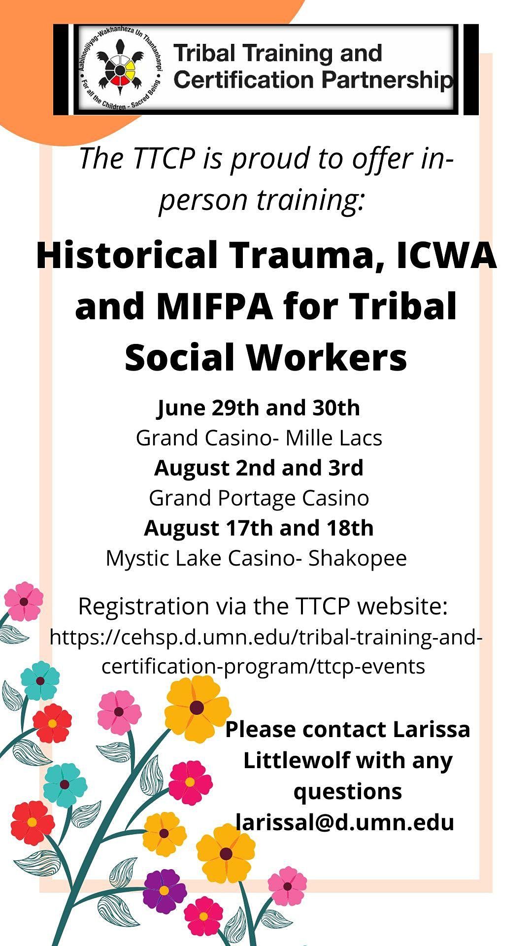 Tribal training- Historical trauma, ICWA and MIFPA