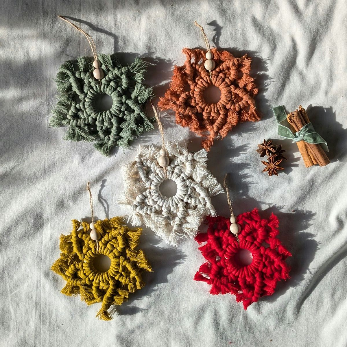 Macrame Snowflake Christmas Tree Decorations