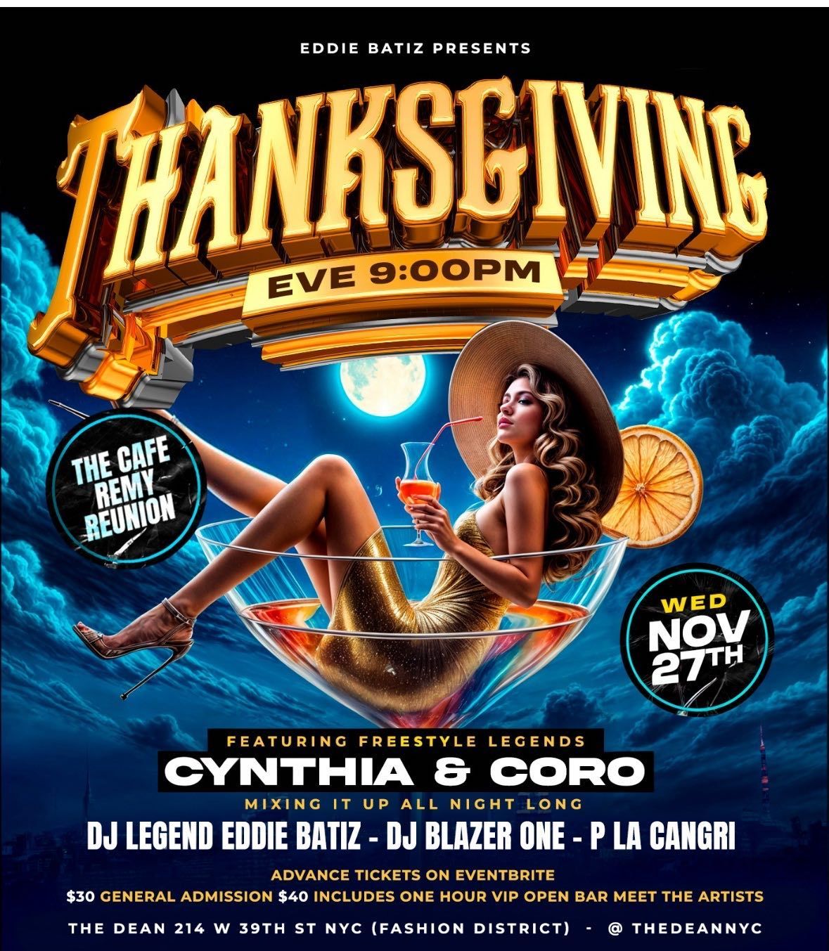 Cafe Remy Reunion Thanksgiving Eve Bash @ The Dean, New York NY