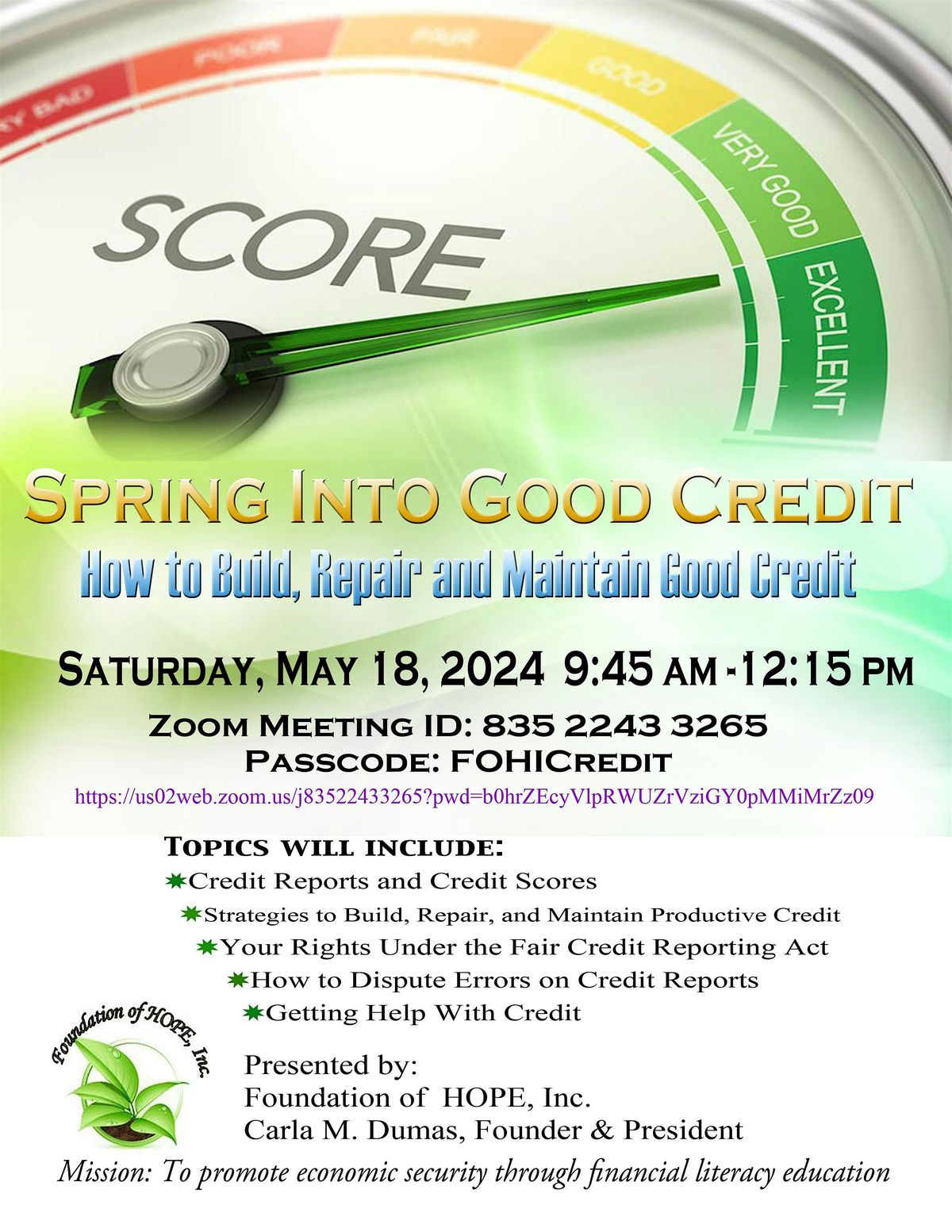 Spring Into Good Credit: How to Build, Repair, & Maintain Good Credit