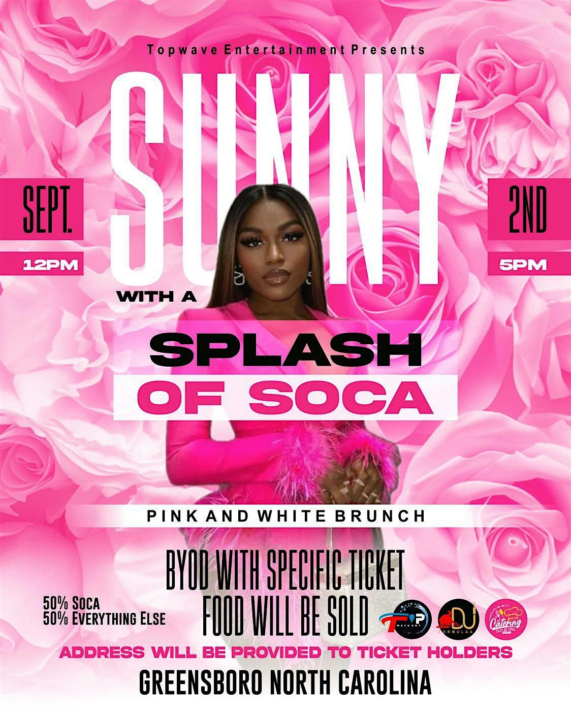 Sunny with a Splash of  Soca: Pink and White Brunch