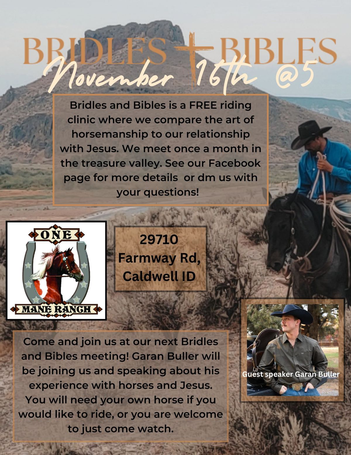 Bridles and Bibles with Guest Speaker Garan Buller