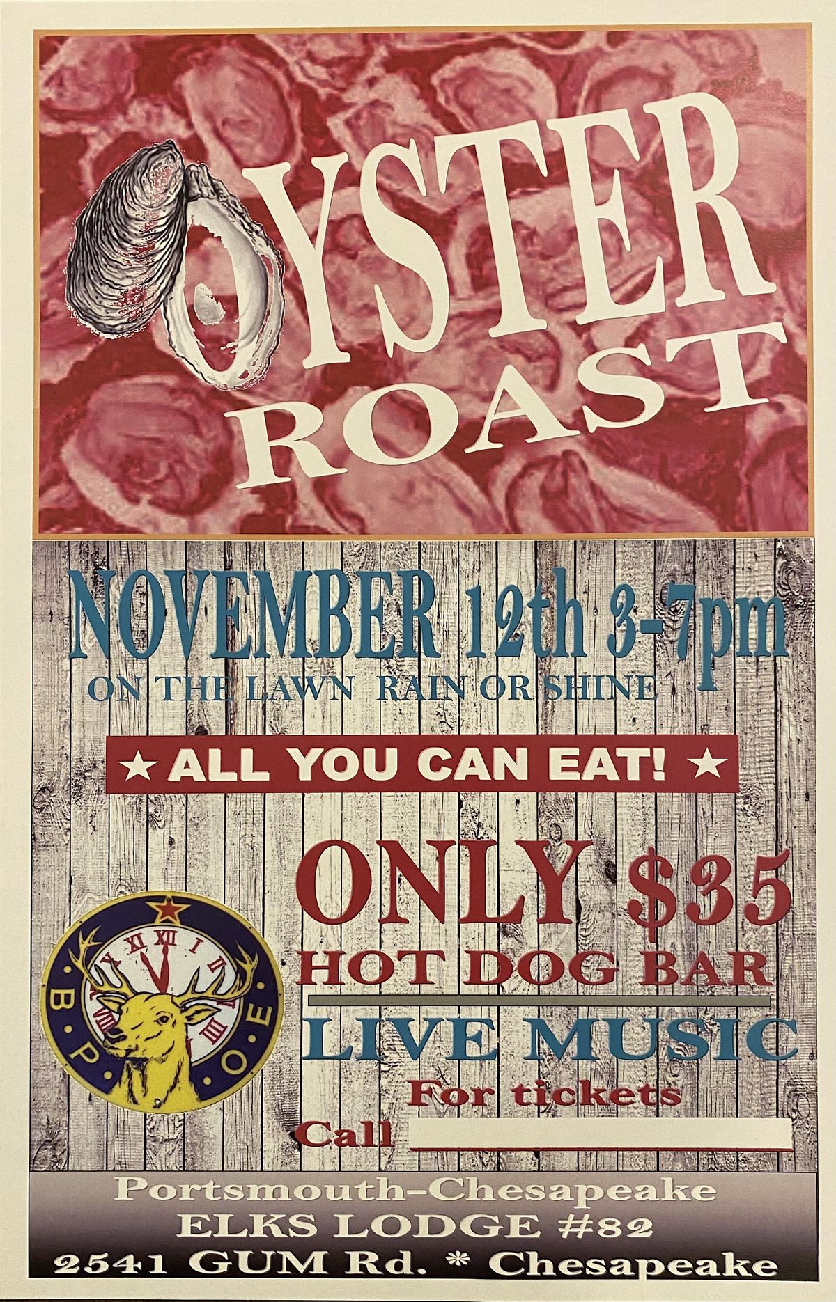Oyster Roast, Portsmouth Elks Lodge, Chesapeake, 12 November 2022