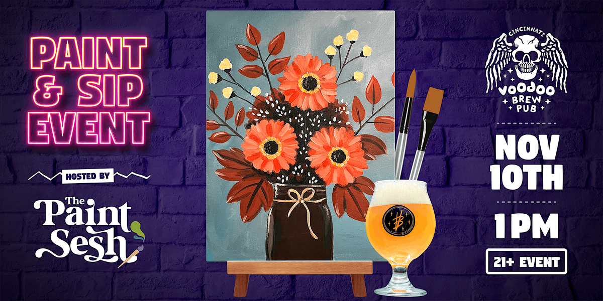 Paint & Sip Painting Event in Cincinnati, OH \u2013 \u201cFall Bouquet\u201d at Voodoo Bre