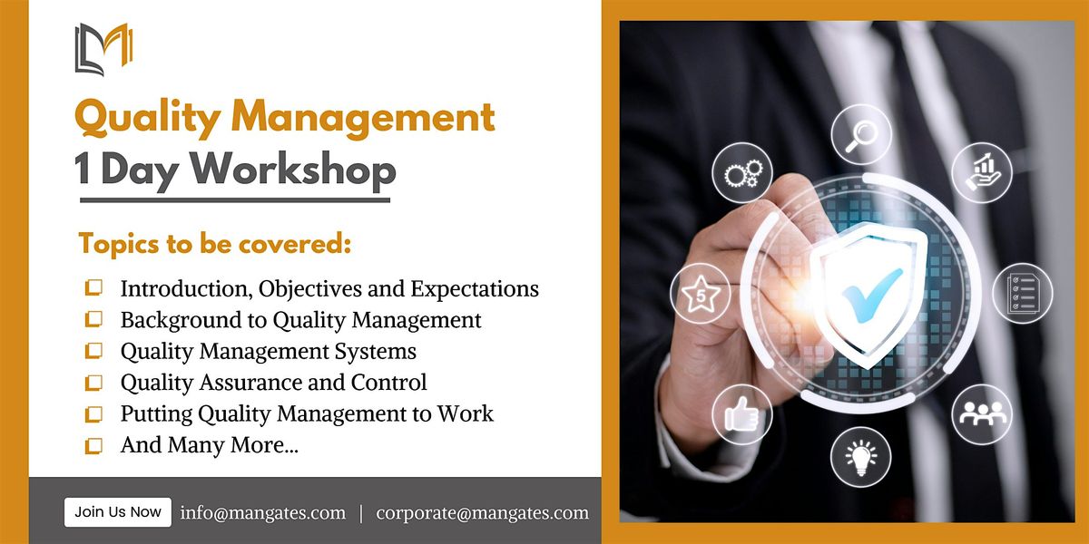 Quality Management 1 Day Workshop in Jersey City, NJ on Jul 09th, 2024