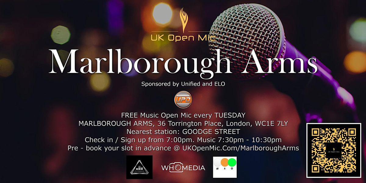 UK Open Mic @ Marlborough Arms \/ BLOOMSBURY \/ FITZROVIA \/ EUSTON \/ SOHO