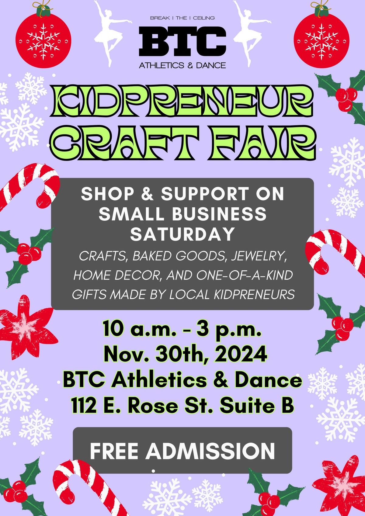 Kidpreneur Craft Fair @ BTC Athletics & Dance on Small Business Saturday