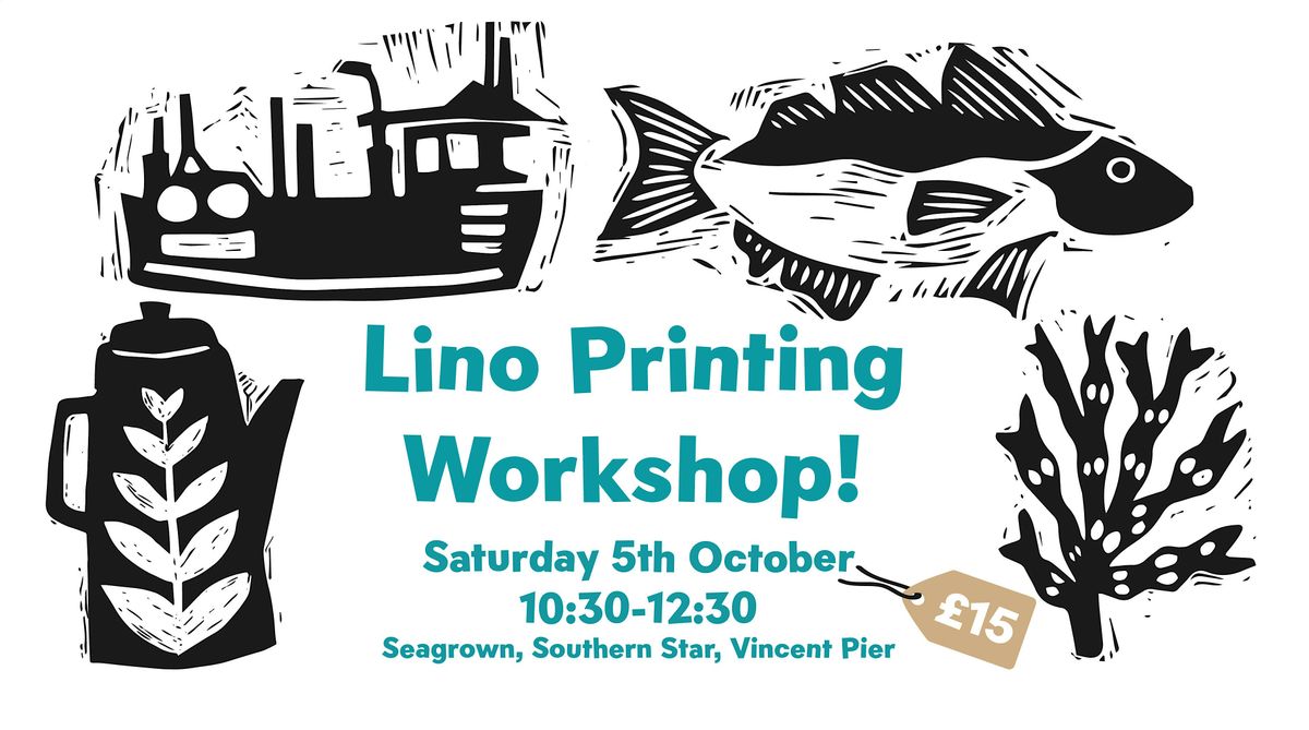 Lino printing with Hannah Grahamslaw at Seagrown