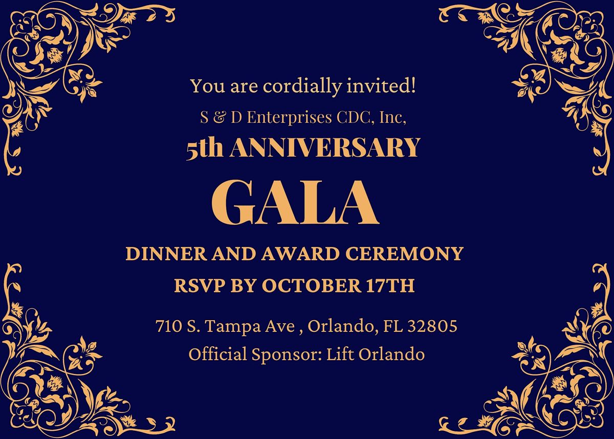 S & D Enterprises 5th Anniversary Gala & Fundraiser