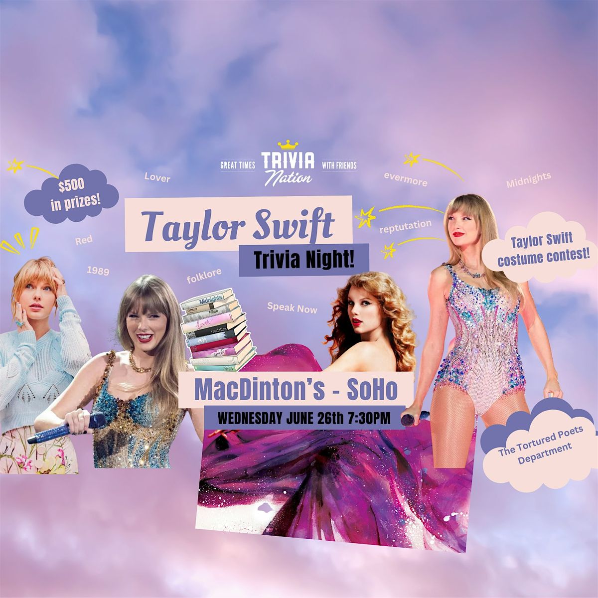Taylor Swift Trivia Night at MacDinton's SoHo $500 in Prizes!!
