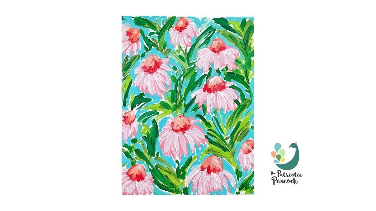 Bright Summer Fleurs Paint & Sip Class With The Patriotic Peacock