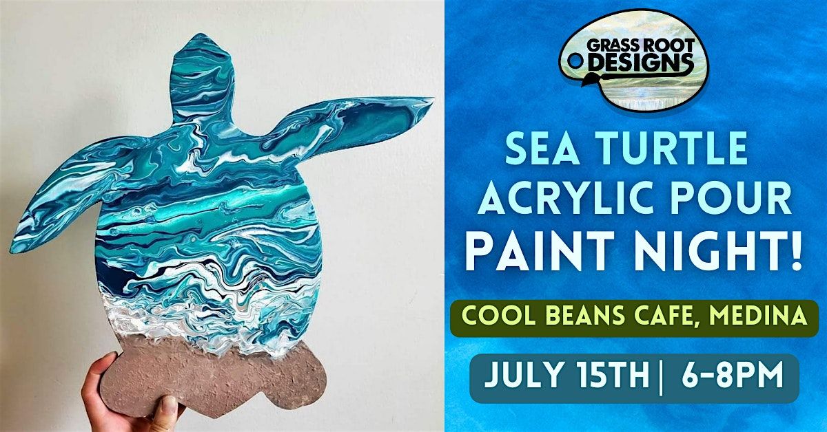 Sea Turtle Acrylic Pouring at Cool Beans Cafe